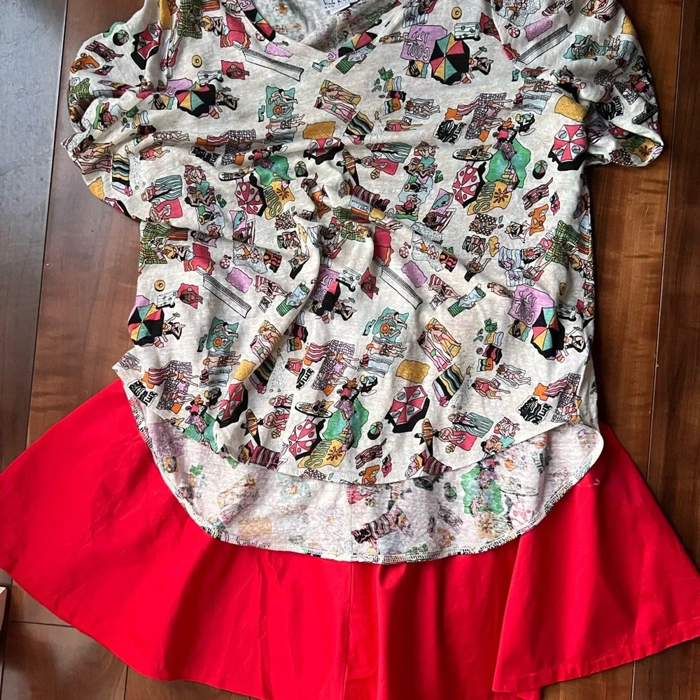Armani Red Flowy Mini Skirt | A-Line Tiered Skater Skirt 10 Summer Cottagecore